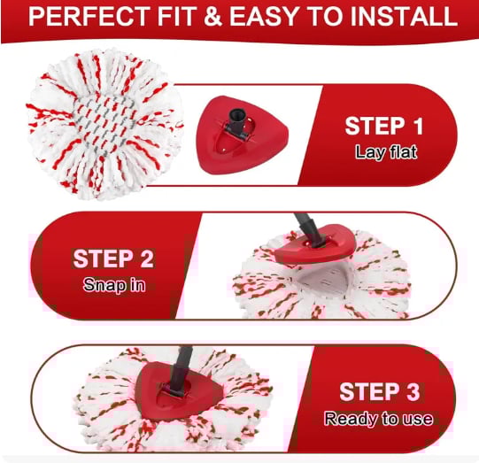 🔥 LAST DAY 50% OFF🔥 2026 Upgraded Spin Mop Heads with Scrubbing Pad