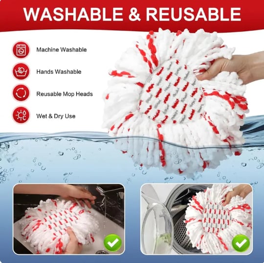 🔥 LAST DAY 50% OFF🔥 2026 Upgraded Spin Mop Heads with Scrubbing Pad
