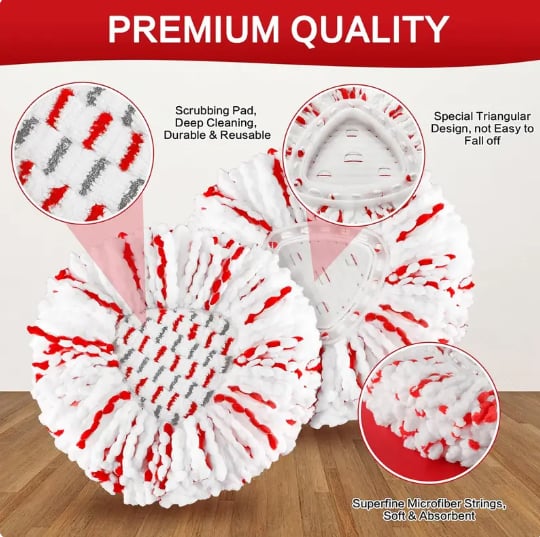 🔥 LAST DAY 50% OFF🔥 2026 Upgraded Spin Mop Heads with Scrubbing Pad